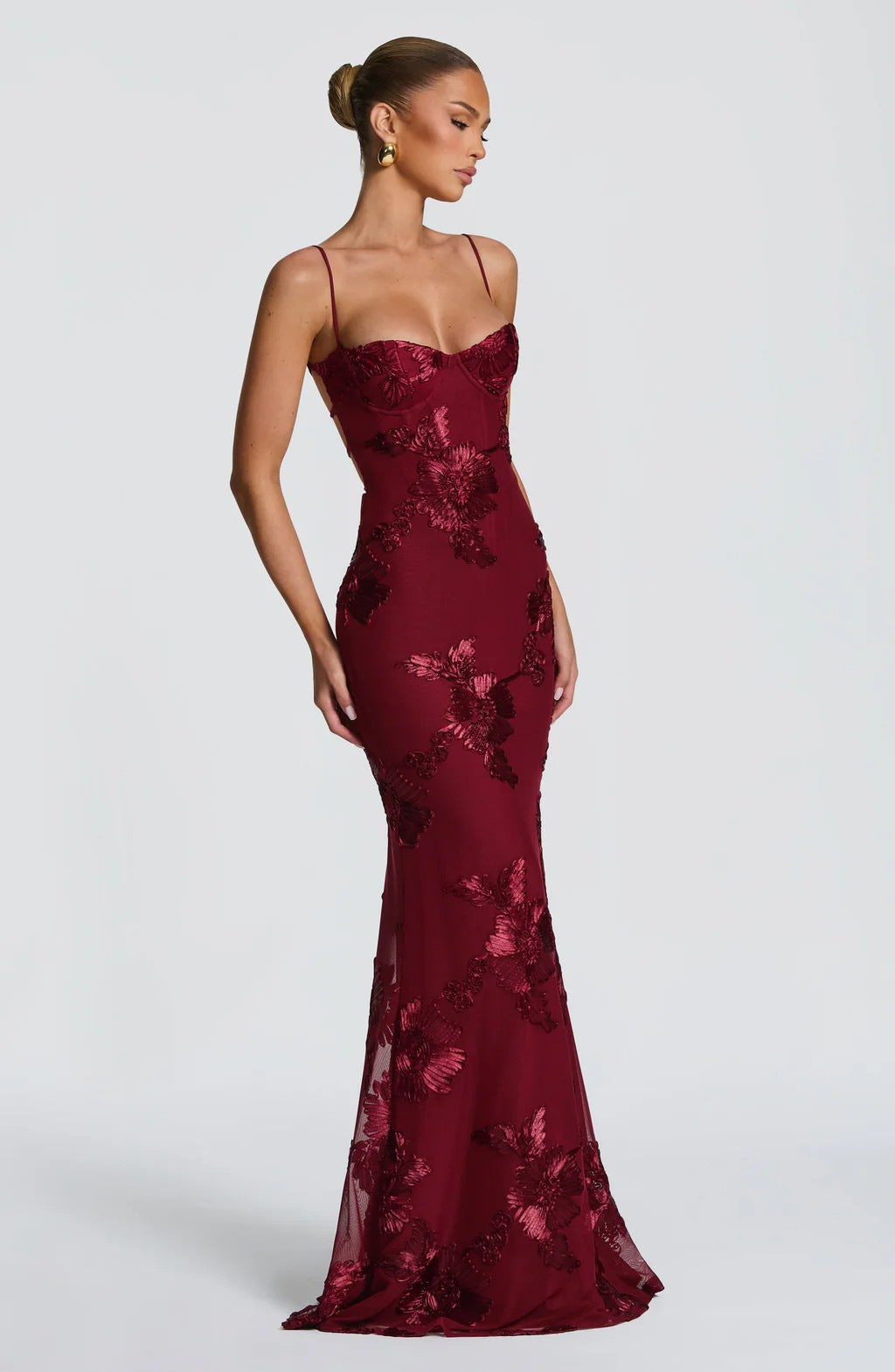 Elegant Floral Backless Long Dress for Women