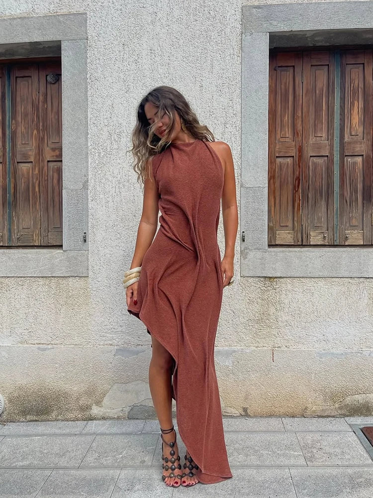Sculpted Halter Maxi Dress