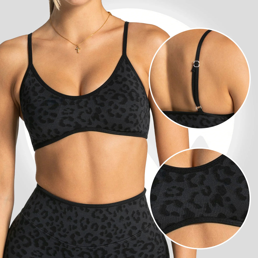 Women's Leopard Print High-Impact Sports Bra Top for Outdoor Running Gym Workout Fitness Active Wear Shock Absorption