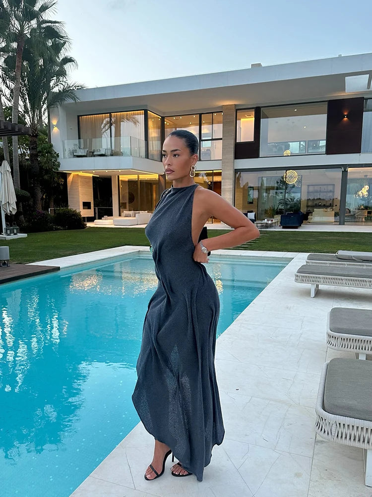 Sculpted Halter Maxi Dress