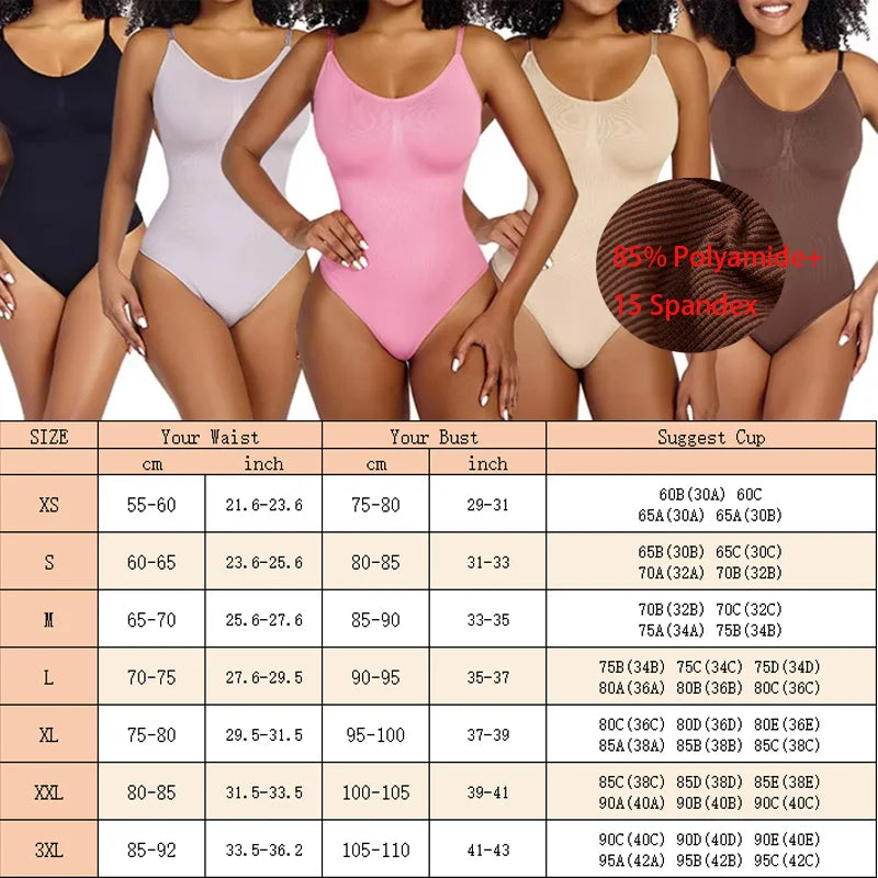 GUUDIA Spandex Bodysuit Thong String Shapewear Compression Body Shapers Cupless Wirefre Open Crotch Tummy Control Jumpsuit