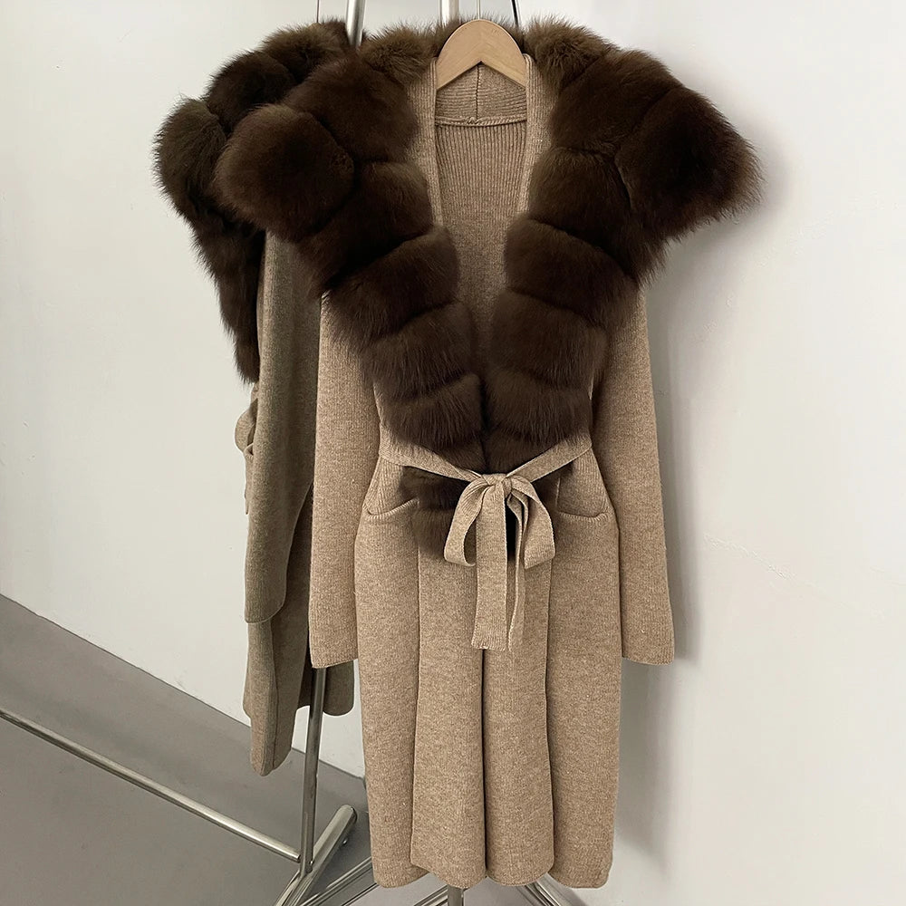 Sienna Fur-Trim Knit Cardigan