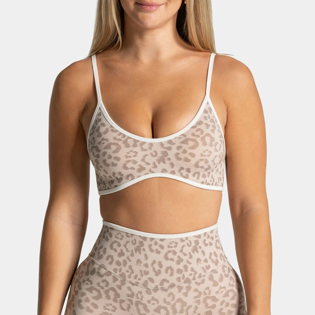 Women's Leopard Print High-Impact Sports Bra Top for Outdoor Running Gym Workout Fitness Active Wear Shock Absorption
