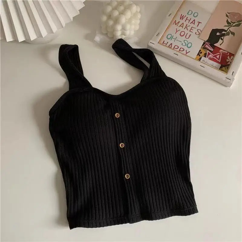 Élan Ribbed Button Top