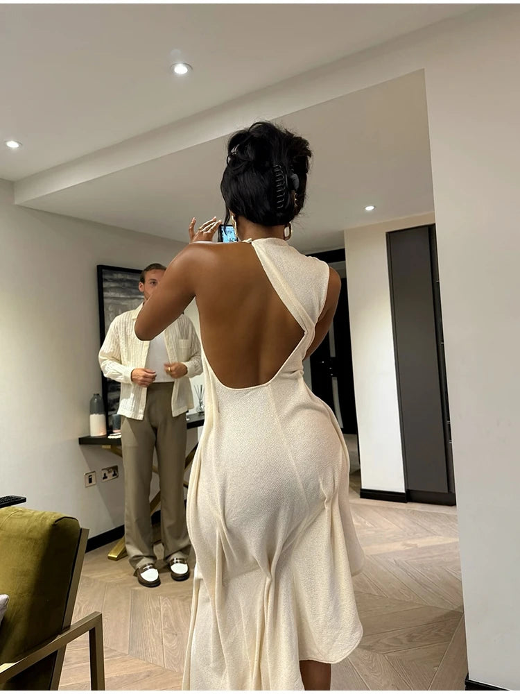 Sculpted Halter Maxi Dress