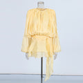 Womens High Waist Ruffle Mini Dress